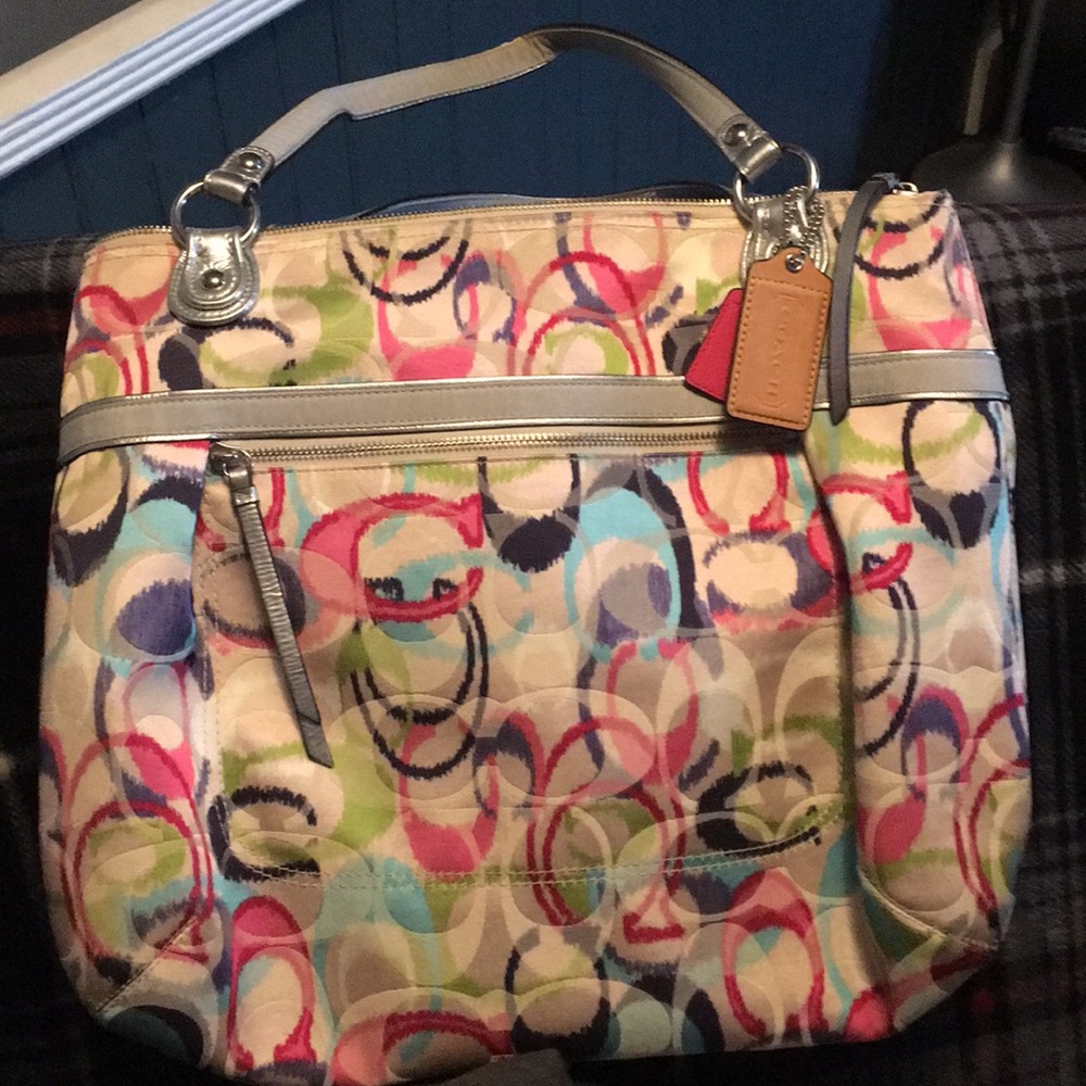 Colorful coach tote bag